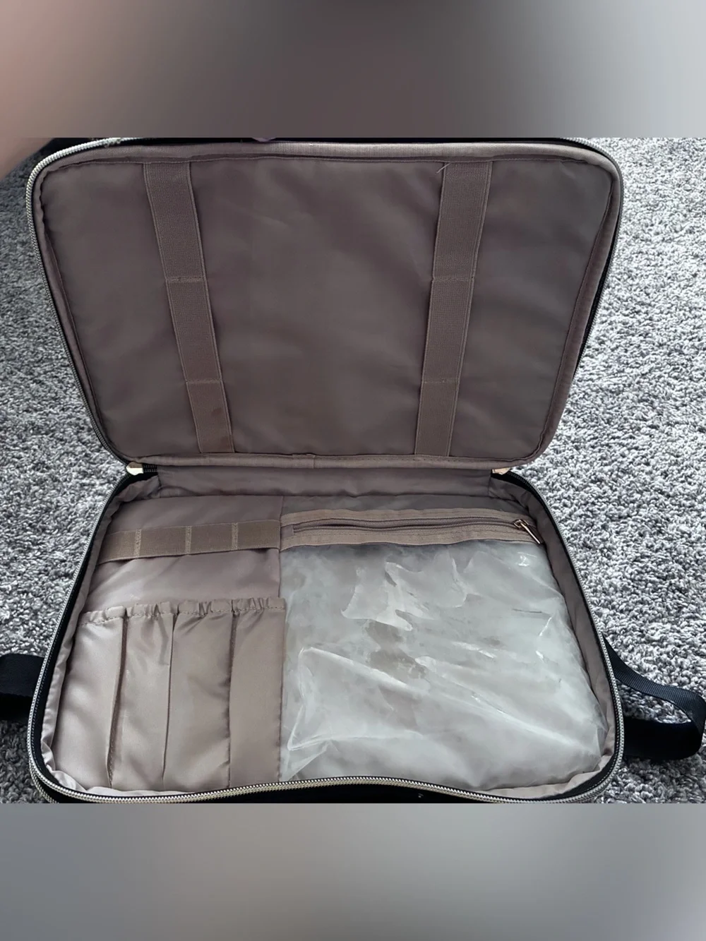 Bagsmart Black Quilted Makeup Train Case with Dual Zippers